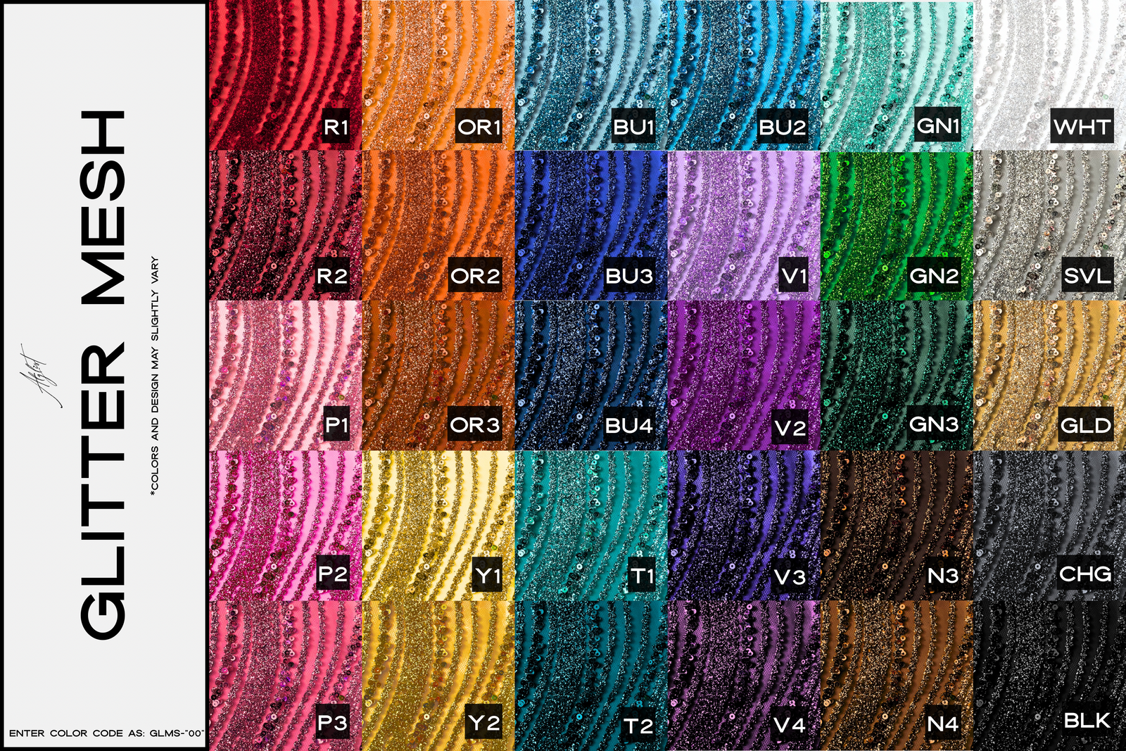 Glitter Mesh color guide