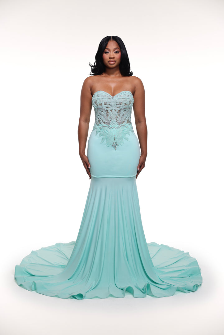 aquamarine green dress Aquamarine Bridesmaid Dress Matte Satin Size XL
