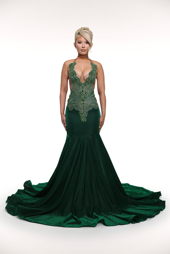money green dress Mint-Money Metallic Dress